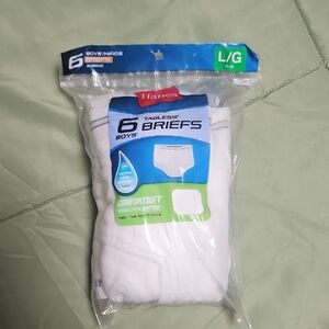 Hanes Boys' Tagless White Briefs Large 14-16 6ct